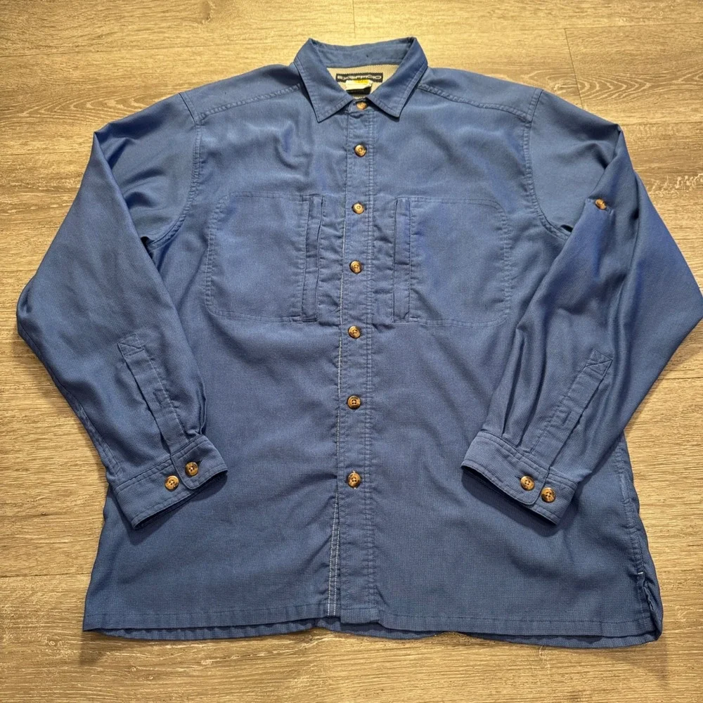 ExOfficio Shirt Mens L Blue Vented Outdoor Performance Fishing Gorpcore River